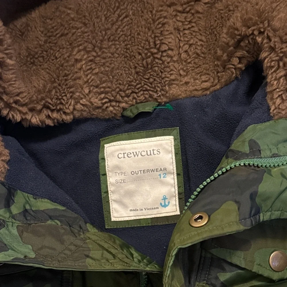 J. Crew CrewCuts Camouflage Green Puffer Jacket